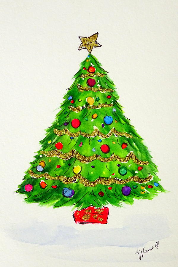 Christmas Tree Painting By Martine Wardill - Fine Art America