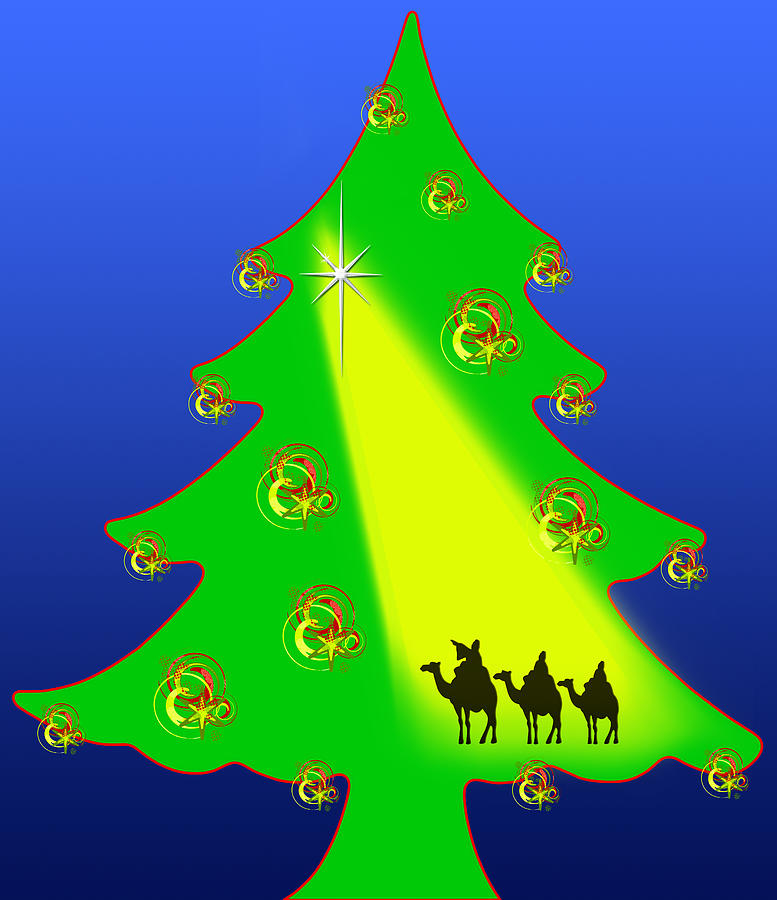 Christmas Digital Art - Christmas Tree Nativity by Steve Ohlsen