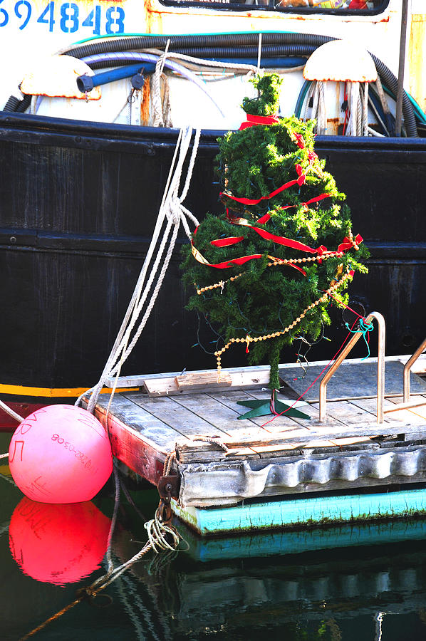Christmas Tree on Fishing Dock Photograph by Mike Martin