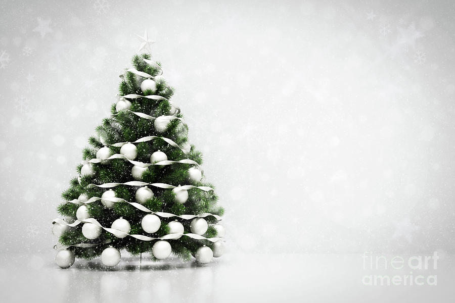 Christmas tree. Snowing and glitter background Photograph by Michal Bednarek