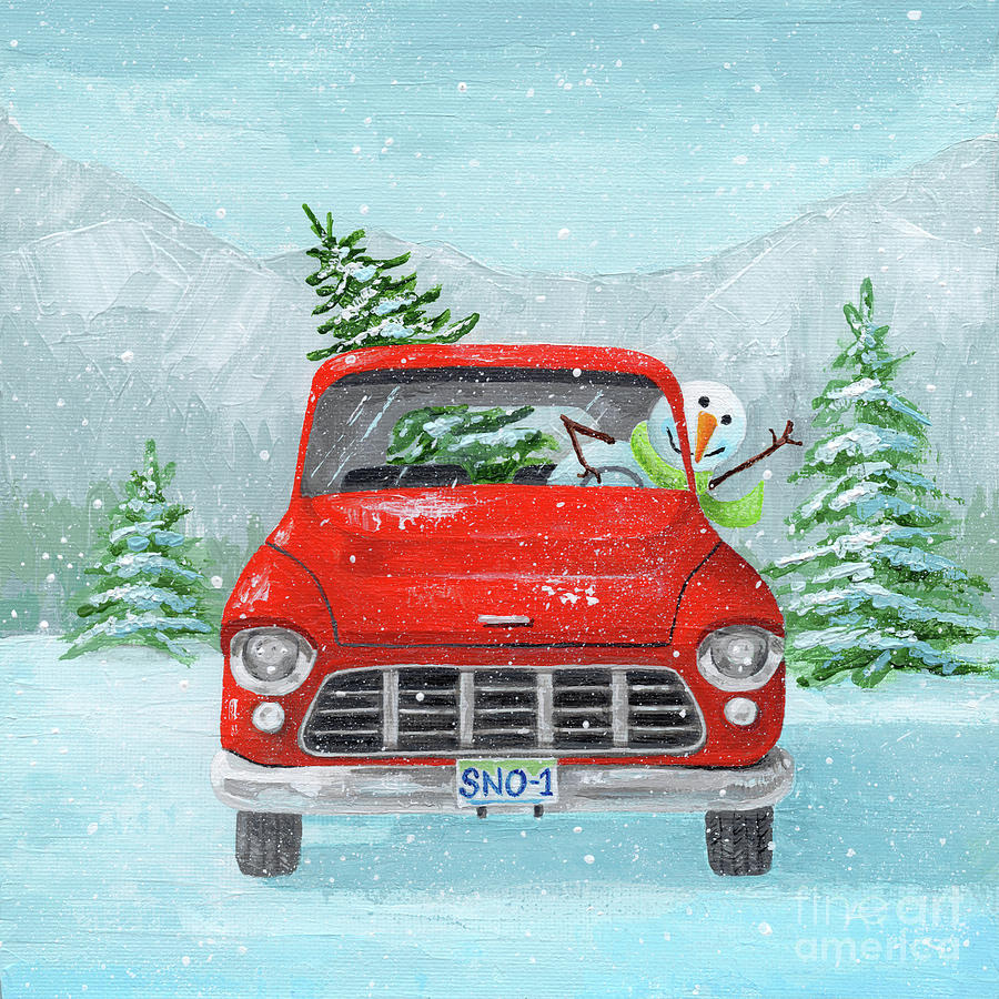 Christmas Tree Truck Painting by Annie Troe