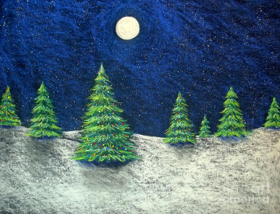 Christmas Trees in the Snow Drawing by Nancy Mueller - Pixels