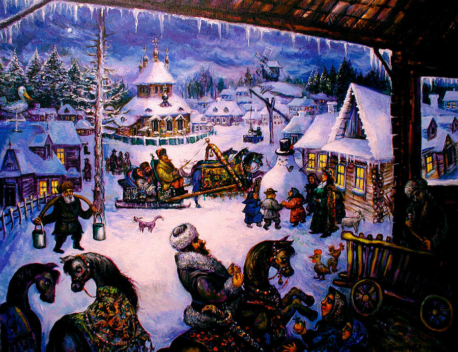 Christmas Troika Through Russia Painting by Ari Roussimoff