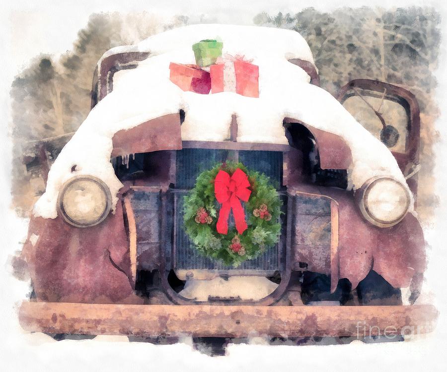 Winter Painting - Christmas Truck by Edward Fielding