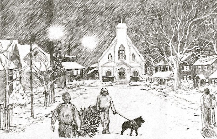 Christmas Village Drawing by Janice PetrellaWalsh