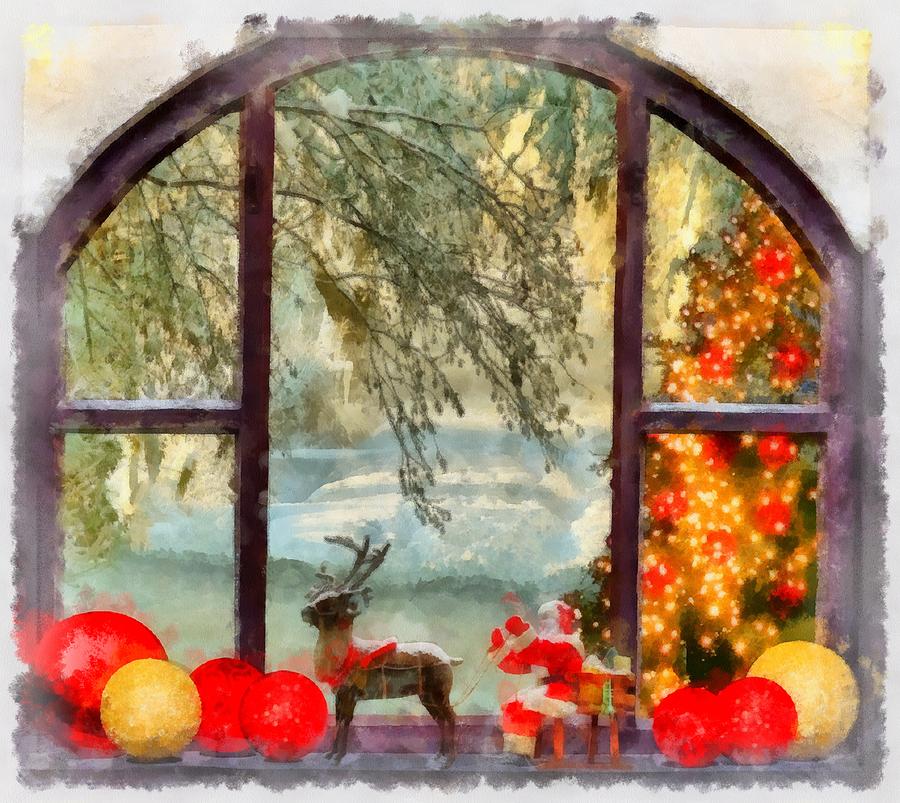 Christmas Painting - Christmas Window by Esoterica Art Agency