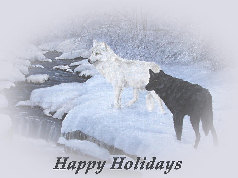 Christmas Wolves Painting by Johanna Lerwick