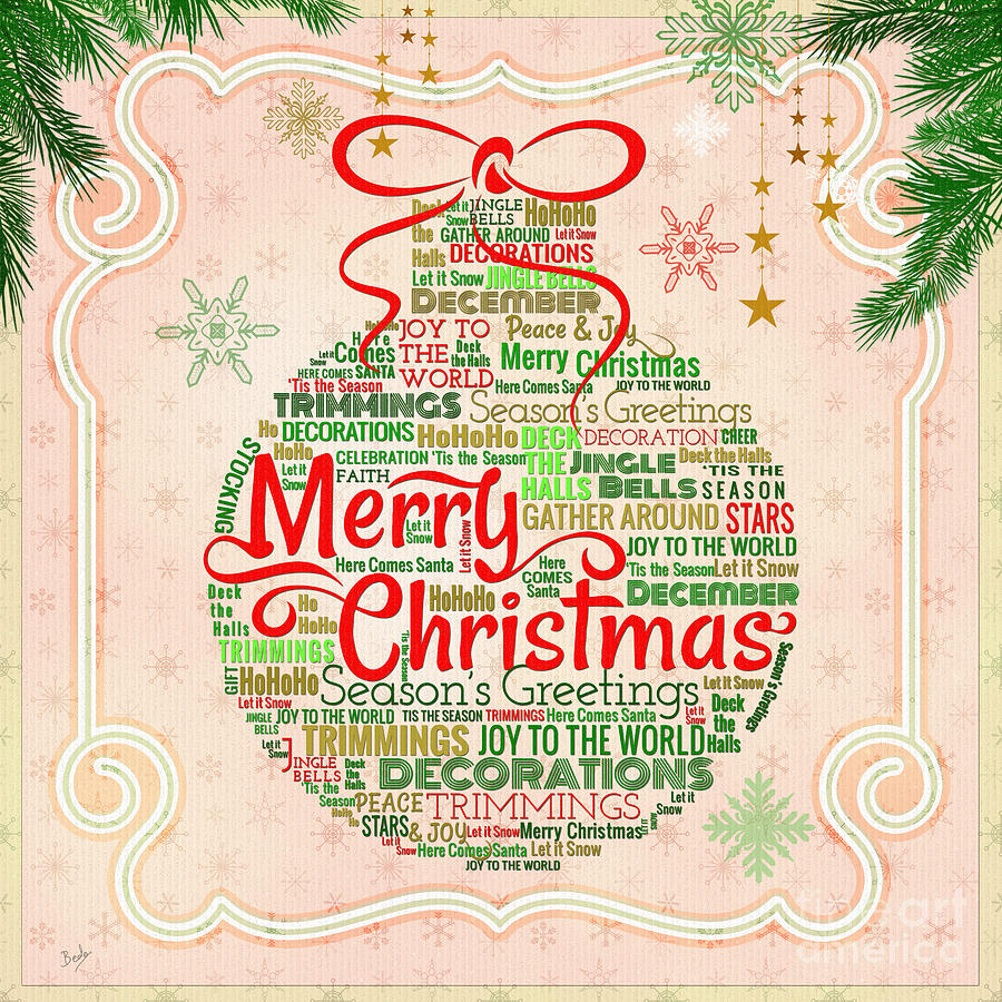 Christmas Digital Art - Christmas Words Ornament by Peter Awax