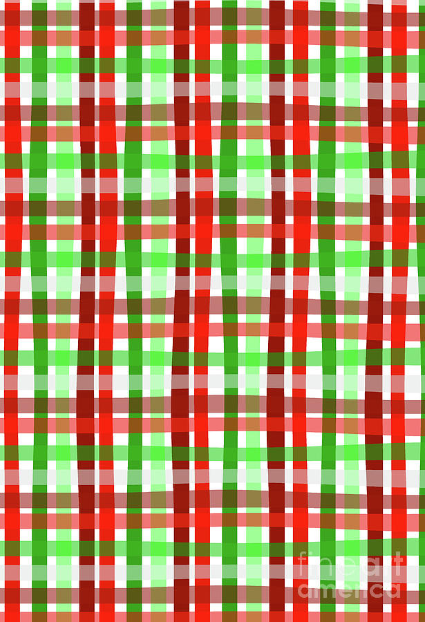 Christmas Digital Art - Christmas Wrap check by Louisa Knight