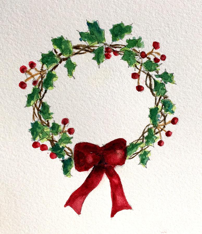 Christmas Wreath Painting by Anna Lohse - Fine Art America