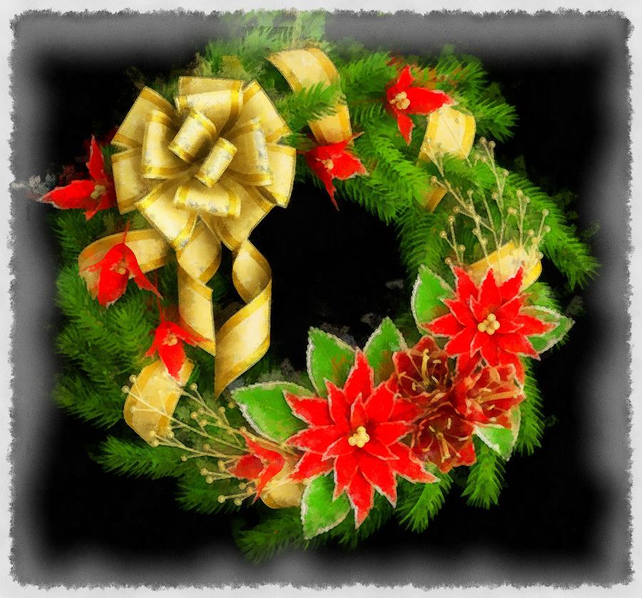 Christmas Painting - Christmas Wreath by Esoterica Art Agency