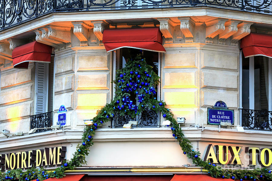 Christmas Wreath in the Window Paris Photograph by John Rizzuto