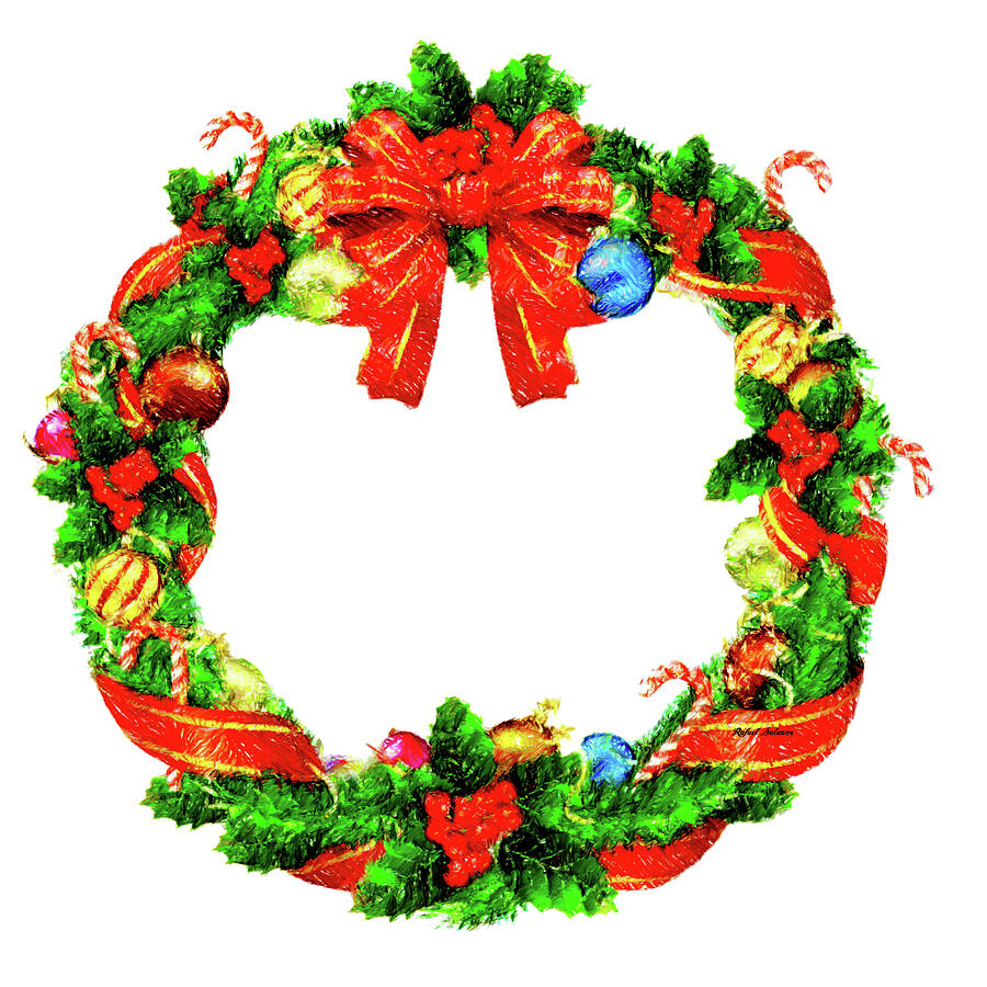 Christmas Wreath Digital Art by Rafael Salazar