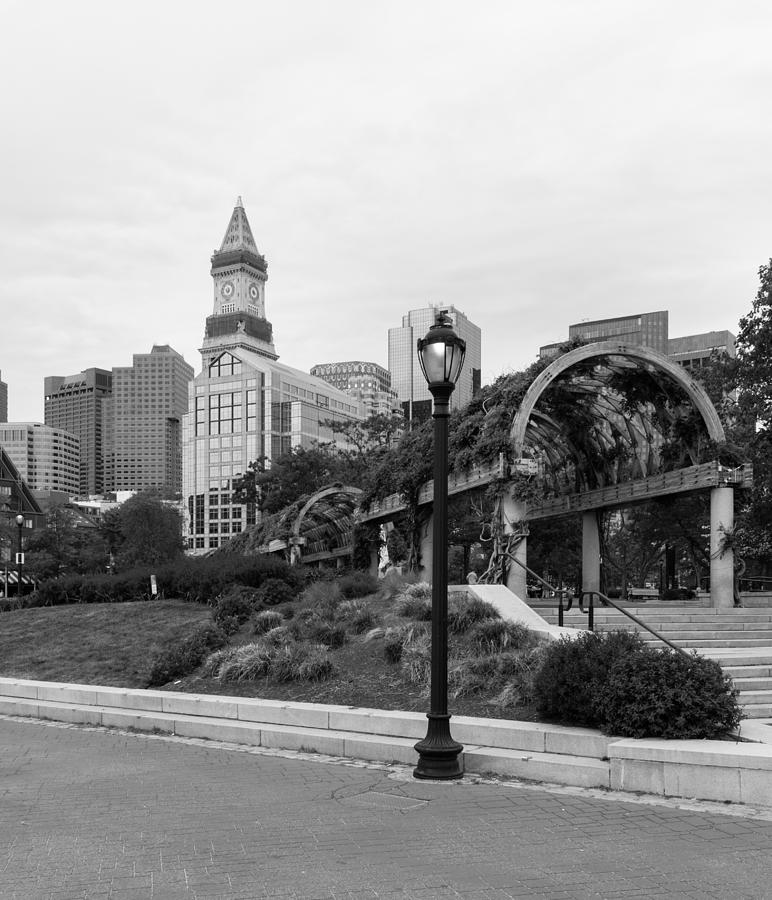 Christopher Columbus Park in Black and White Photograph by Brian MacLean
