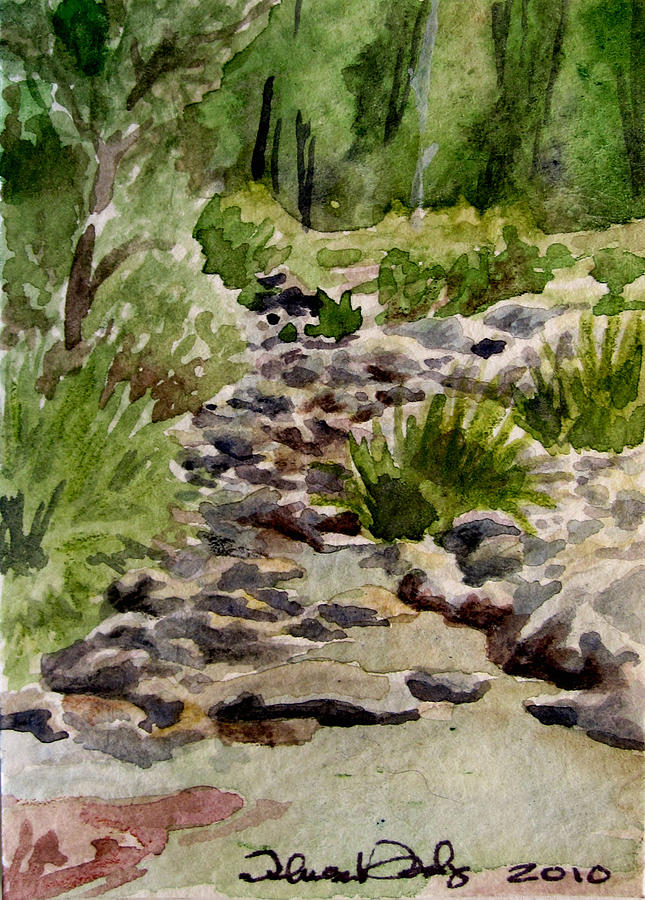 Landscape Painting - Christopher Creek - Mini Art by Theresa Higby