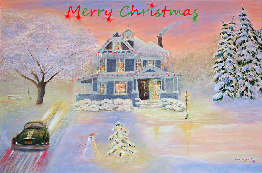 Chritmas Eve Card Painting by Ken Figurski
