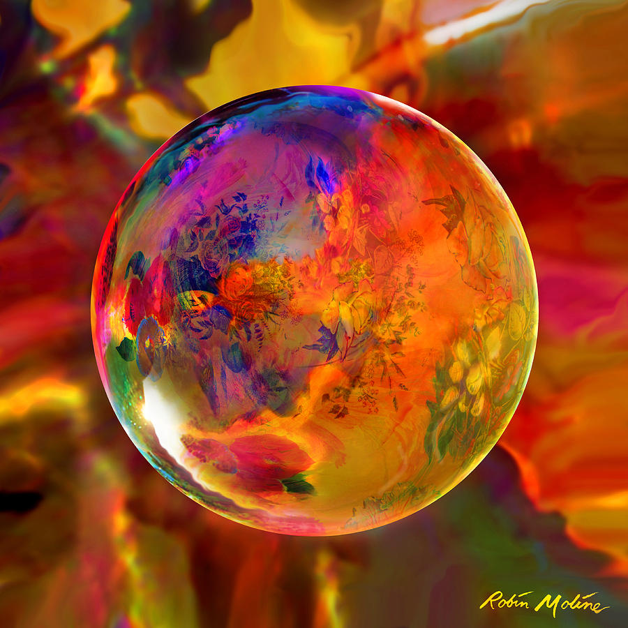 Chromatic Floral Sphere Digital Art by Robin Moline
