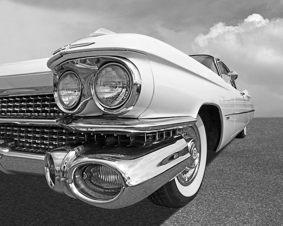Chrome Heaven - 59 Cadillac in Black and White Photograph by Gill Billington