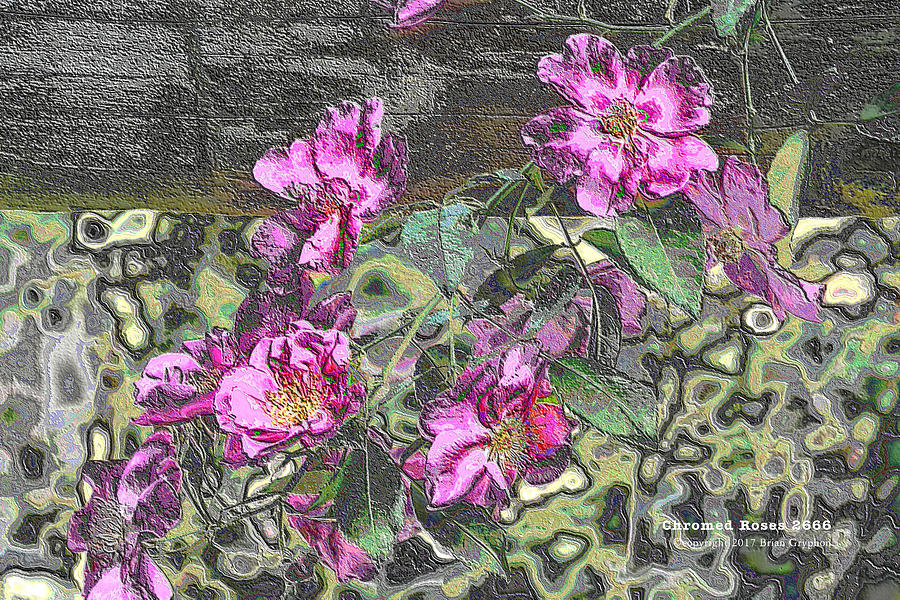Rose Digital Art - Chrome Roses 2666 by Brian Gryphon