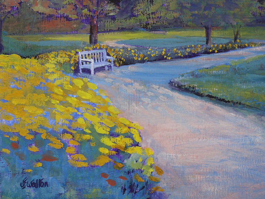 Chrysanthamum Bench Painting by Judy Fischer Walton