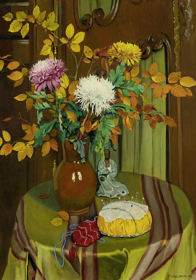 Chrysanthemum and Autumn Foliage Painting by Felix Vallotton