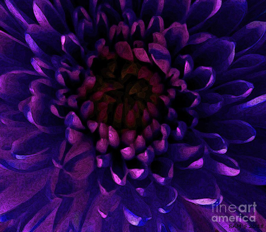 Chrysanthemum in Lavender Shades / posterized Photograph by Elizabeth McTaggart