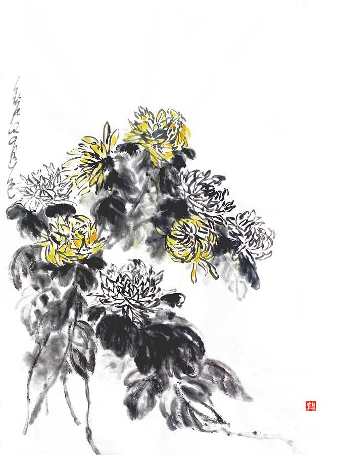 Chrysanthemums Are Lovely In Autumn Painting by Nadja Van Ghelue