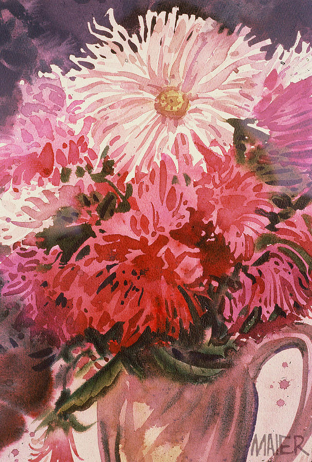 Flower Painting - Chrysanthemums by Donald Maier