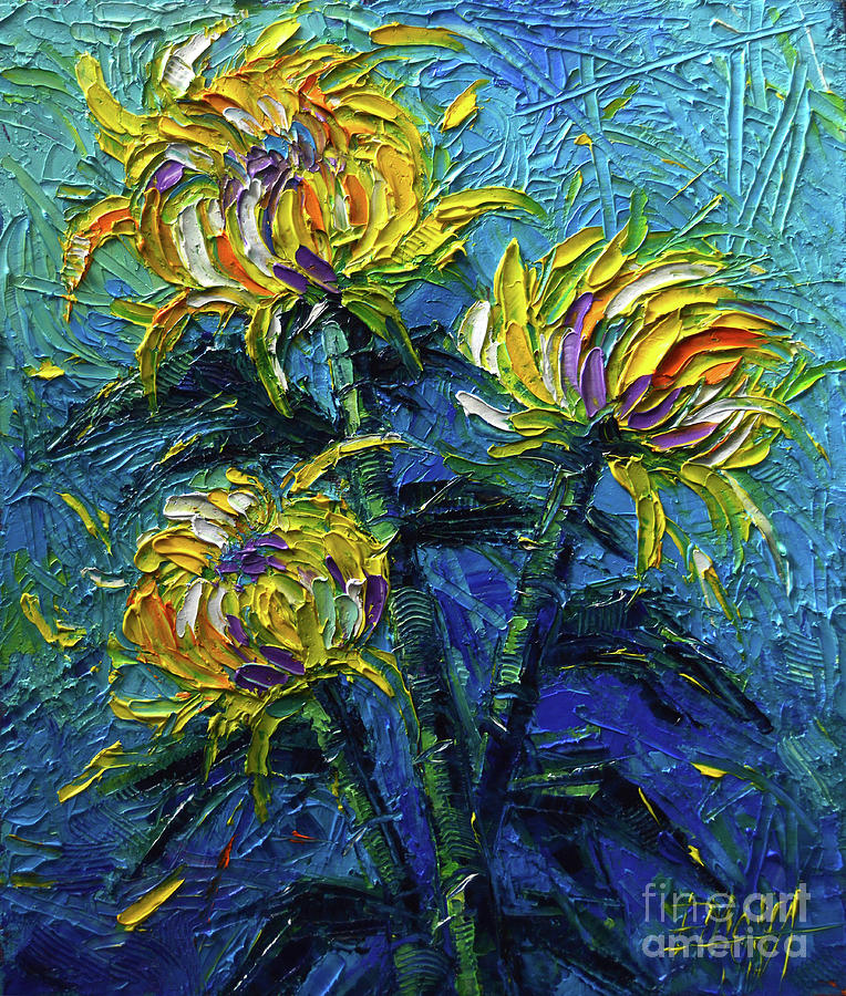 Chrysanthemums Etude Painting by Mona Edulesco