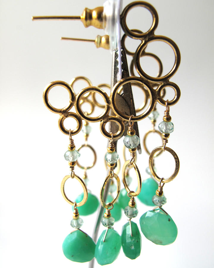 Unique Jewelry - Chrysoprase Mermaid Bubble Hoops by Adove  Fine Jewelry