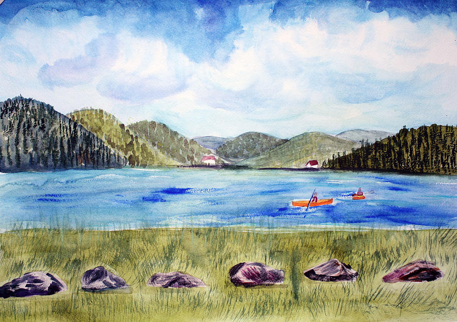 Chrystal Lake  Barton VT  Painting by Donna Walsh