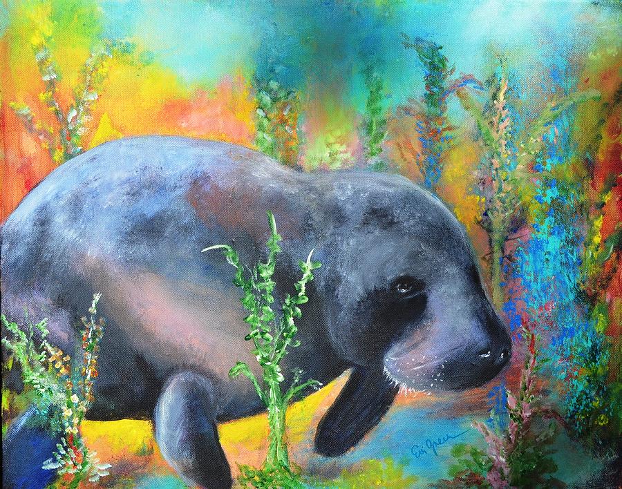 Chubbs, The Manatee Painting by Evi Green