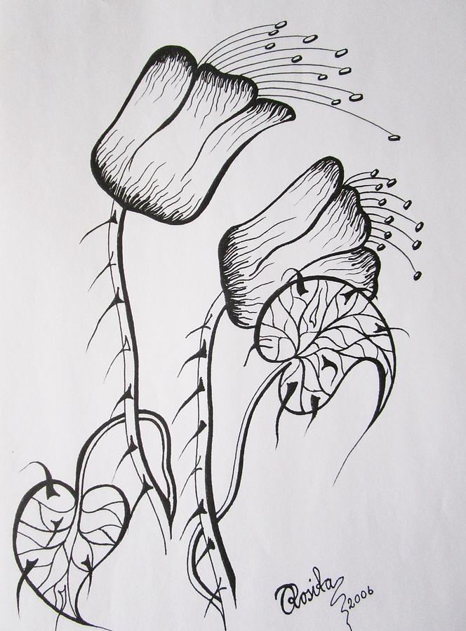 Chubby flowers Drawing by Rosita Larsson