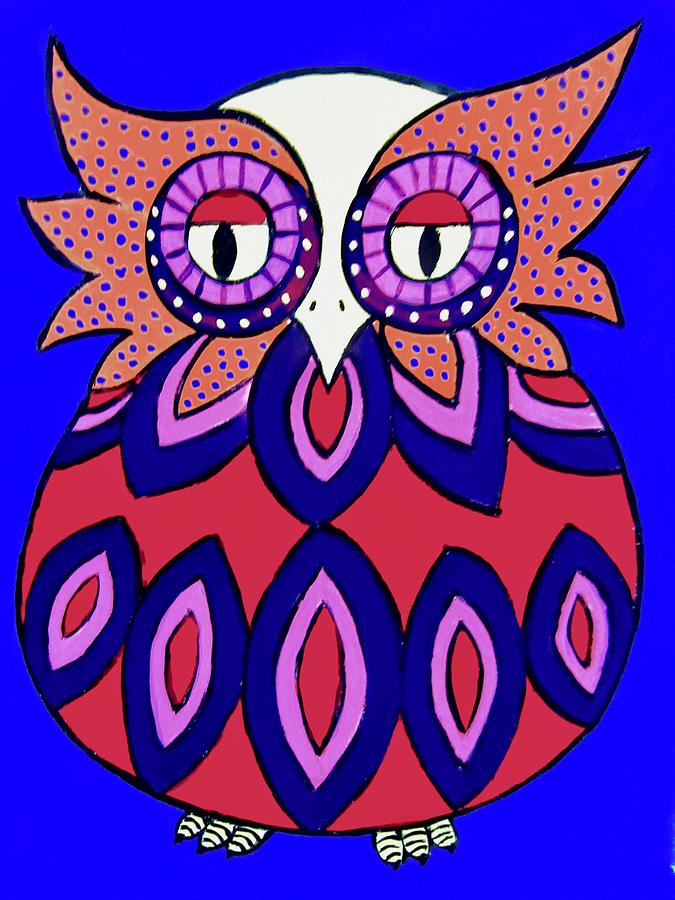 Chubby Owl Painting by Stephanie Moore
