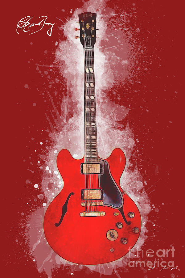 Chuck Berry Guitar Digital Art by Tim Wemple
