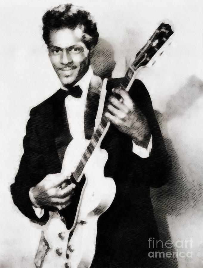 Chuck Berry, Vintage Music Legend Painting