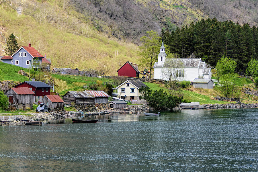 Church along the Fjord Photograph by Betty Eich
