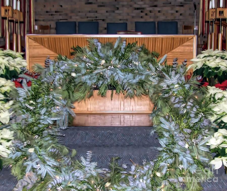 Church Altar and Christmas Wreath Soft Effect Photograph by Rose Santuci-Sofranko
