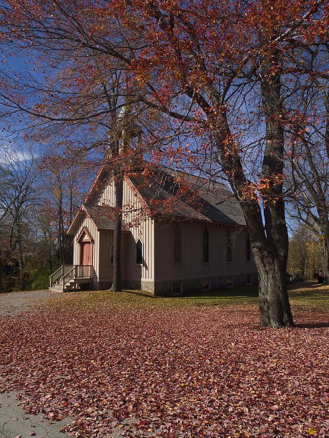 Church and Fall Foliage in Eckley Village Photograph by Bob Hahn
