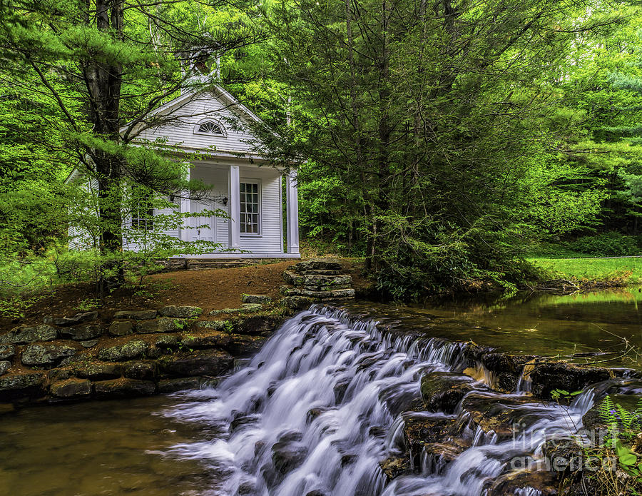 Church and Falls Photograph by Nick Zelinsky Jr