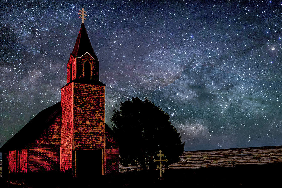 Church and Milky Way Photograph by Dawn Key