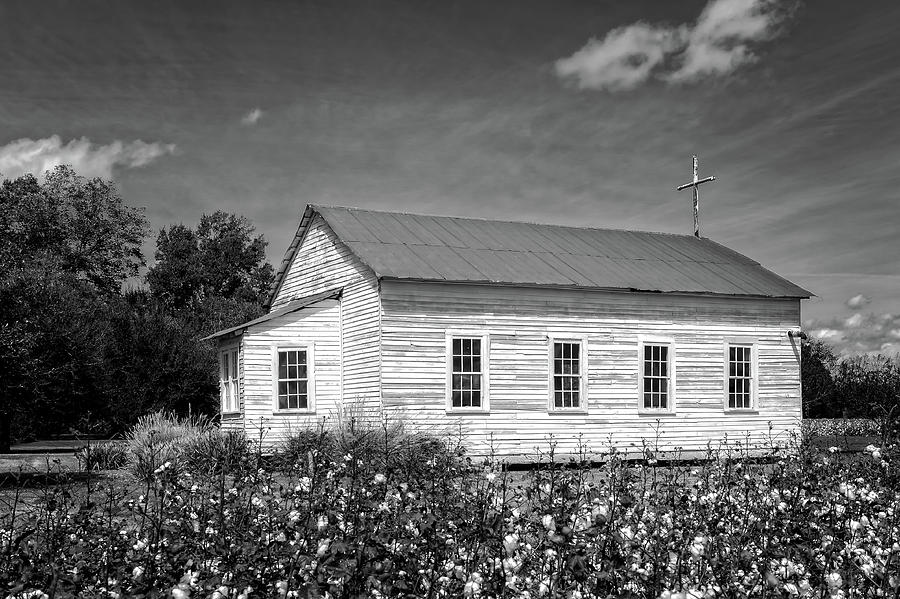 Church at Frogmore Plantation  -  BW Photograph by Frank J Benz