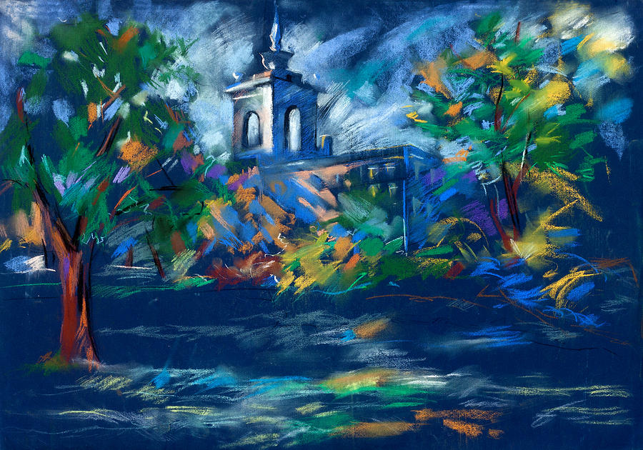 Church At Night  By Ivailo Nikolov Pastel
