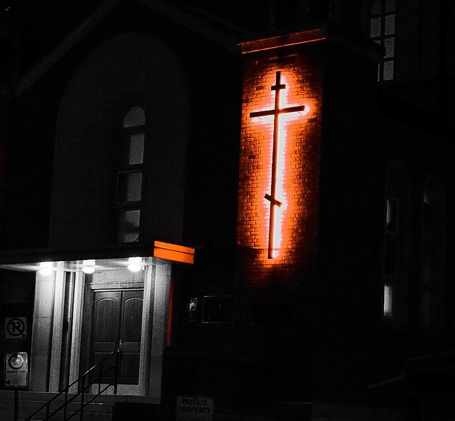 Church at Night - Edmonton Photograph by Desmond Raymond