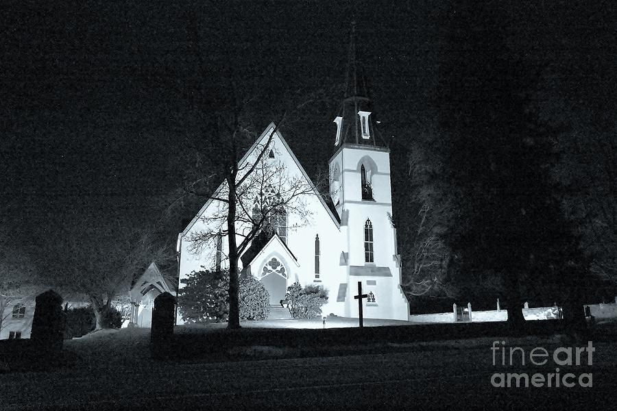 Landscape Digital Art - Church at Night by Huberto Ramirez