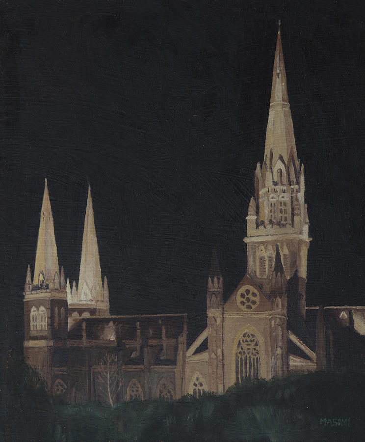 Church at Night Painting by Masami Iida