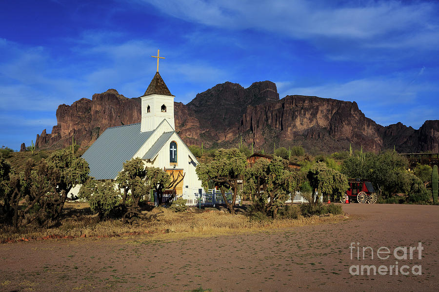 Church At The Superstition Mountains In Arizona Photograph