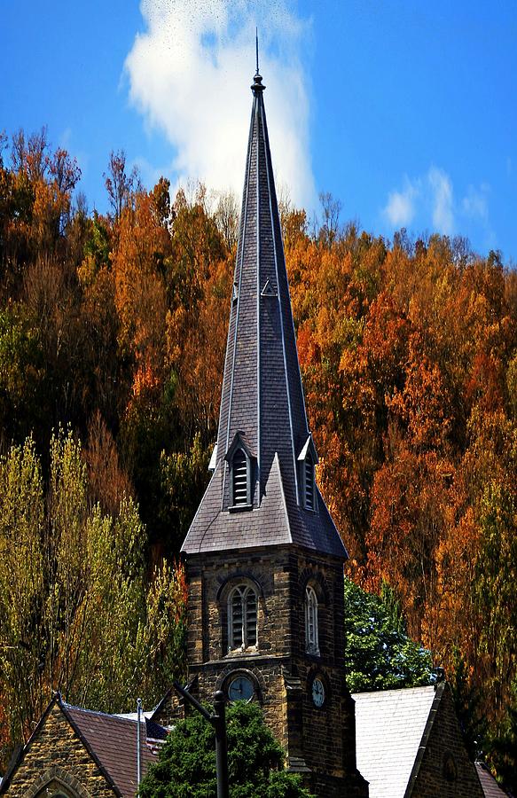 Church building and fall colors Photograph by Karl Rose