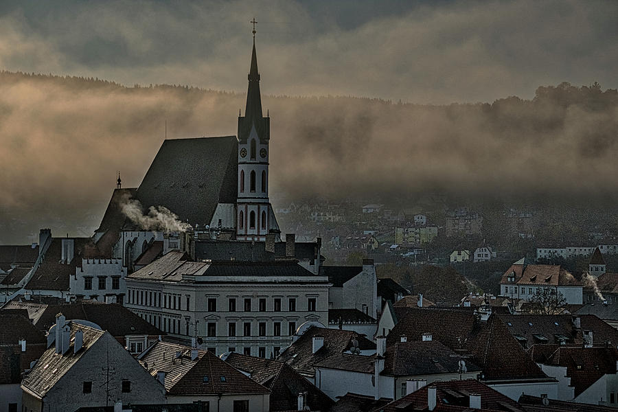 Church in a Foggy Dawn - Czechia Photograph by Stuart Litoff