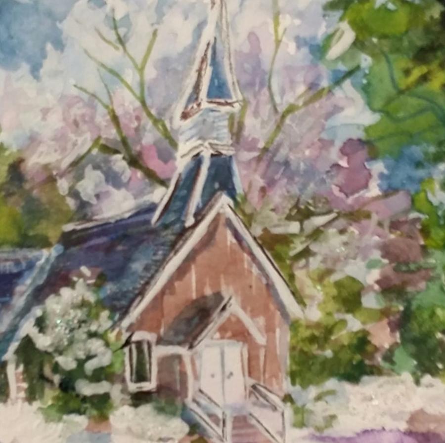 Church in the Wood Painting by Cheryl Wallace